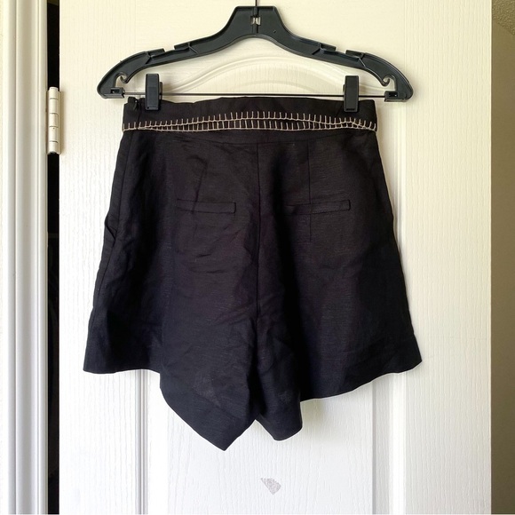 Hunter Bell Shorts Ashton Linen Lightweight Belt Tie High-Waisted Onyx 0 NWT - Picture 7 of 7